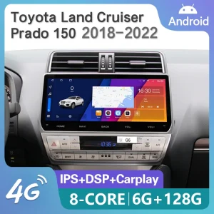 12.3" 2 Din Android Car Radio Multimedia DVD Player For Toyota Land Cruiser Prado 150 2018-2023 Navigation GPS Carplay Head Unit